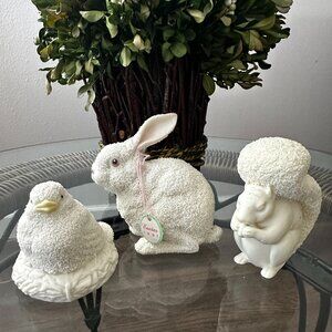 Easter Department 56 Bisque Porcelain Easter Bunny & Friends Figurine Set